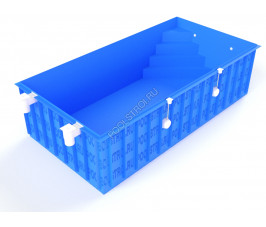 Полипропиленовый бассейн Standart medium. 7.6х3.2х1.5. угловая. скиммерный. стандарт. 8 мм
