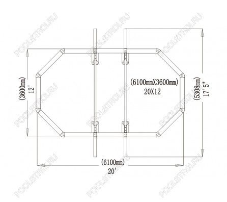 Морозоустойчивый бассейн Premium овал (6.1x3.6x1.3) Starmatrix SP613613B (7038) Grey